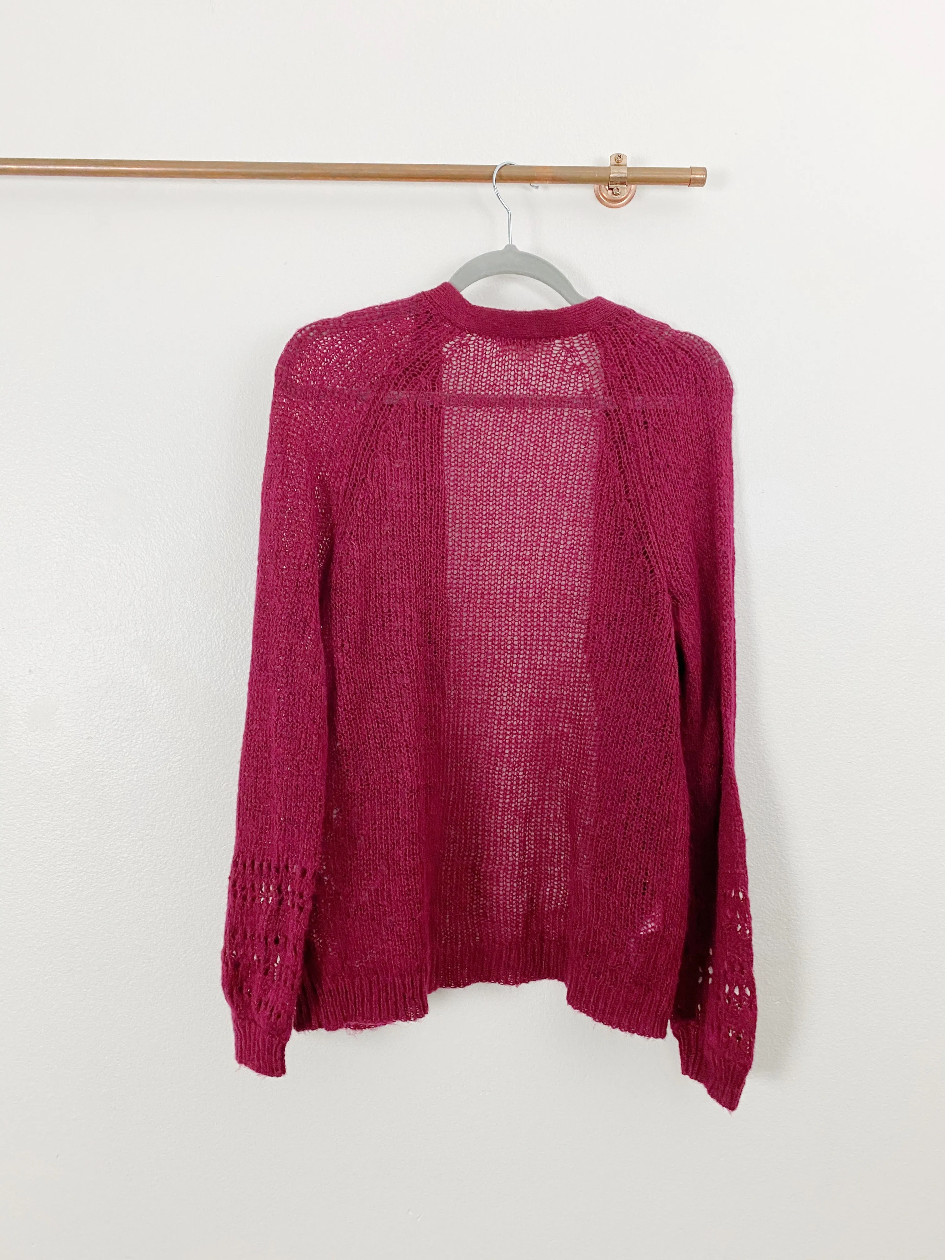 LOFT Knit Merlot Cardigan Sweater Medium