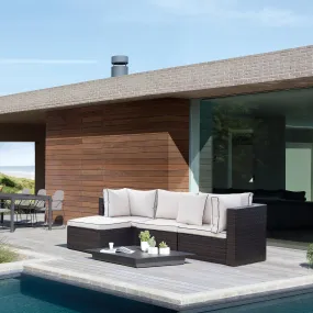 London 4-Piece Outdoor Rattan Wicker Sectional Sofa Furniture Set