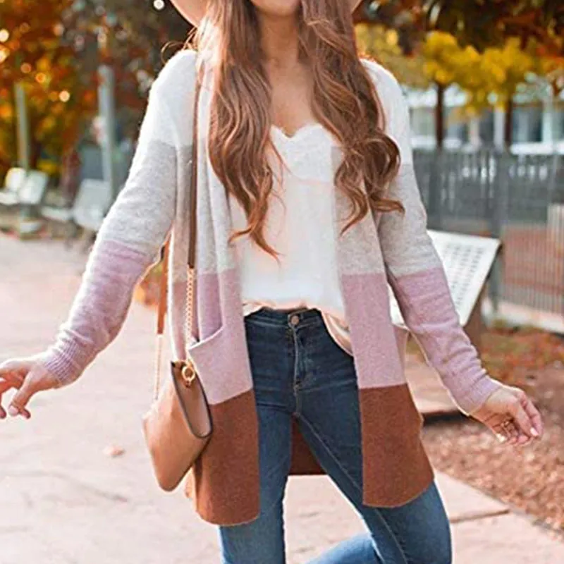 Long color block cardigan