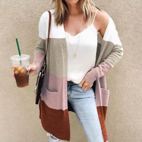 Long color block cardigan