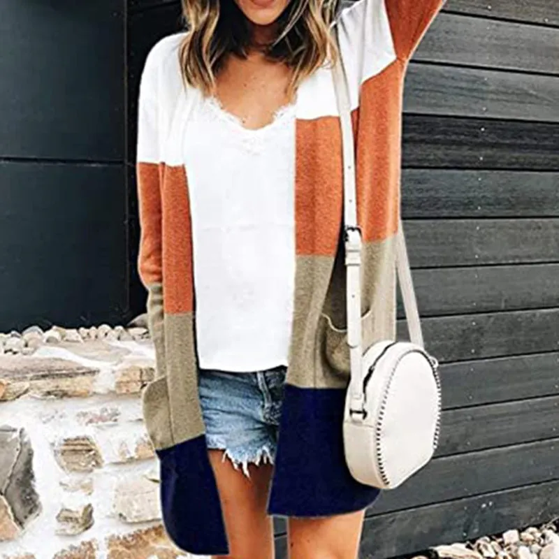 Long color block cardigan