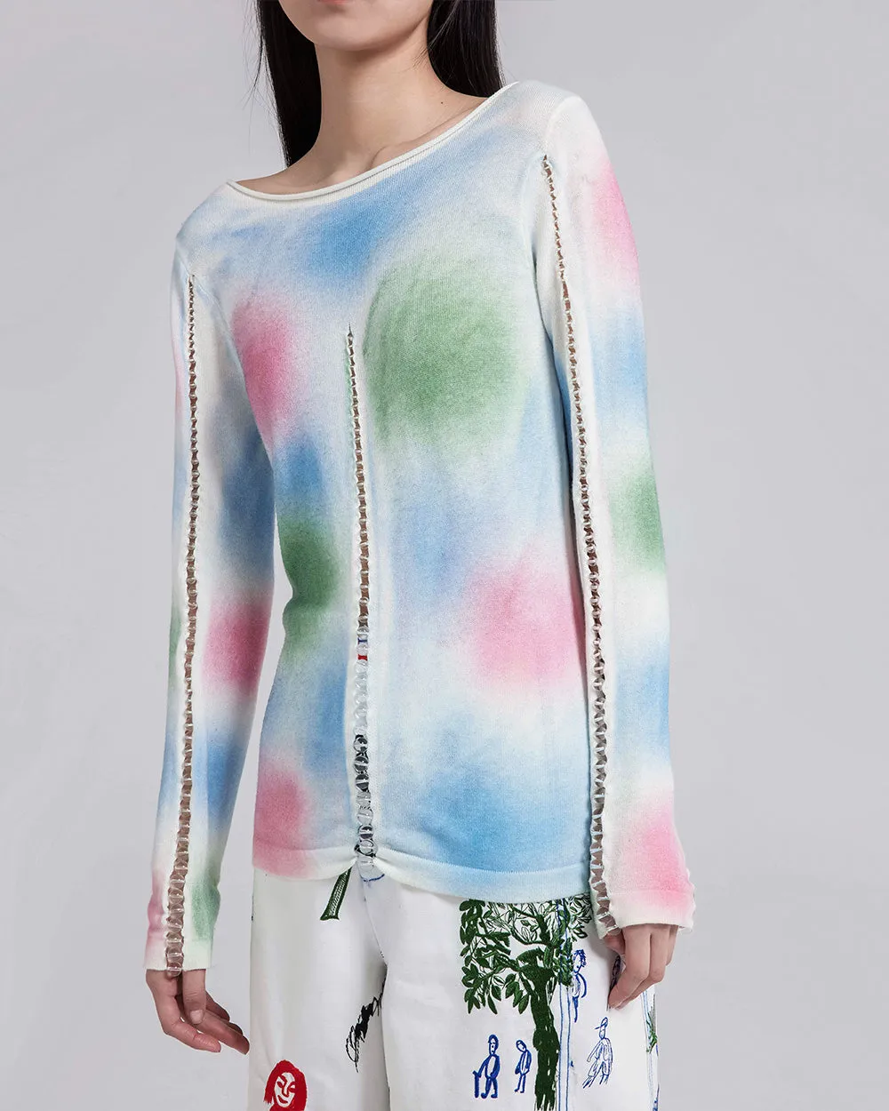 Long Sleeve Bubble Bead Lightweight Knit