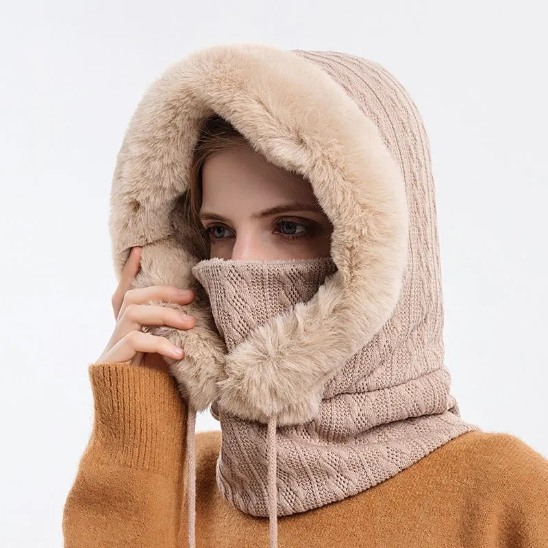 LovelyRLovely Women's Winter Thick Plush Hat With Scarf