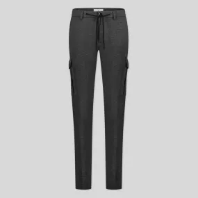 Melange Jersey Drawstring Cargo Pants - Charcoal