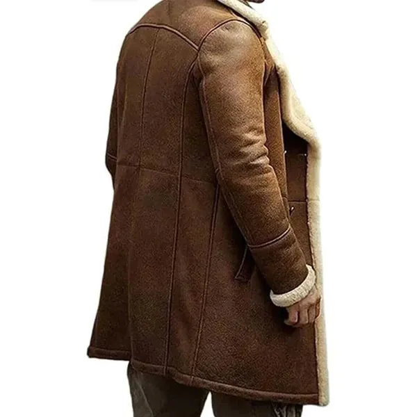 Men's Brown Aviator Shearling Genuine Leather Coat