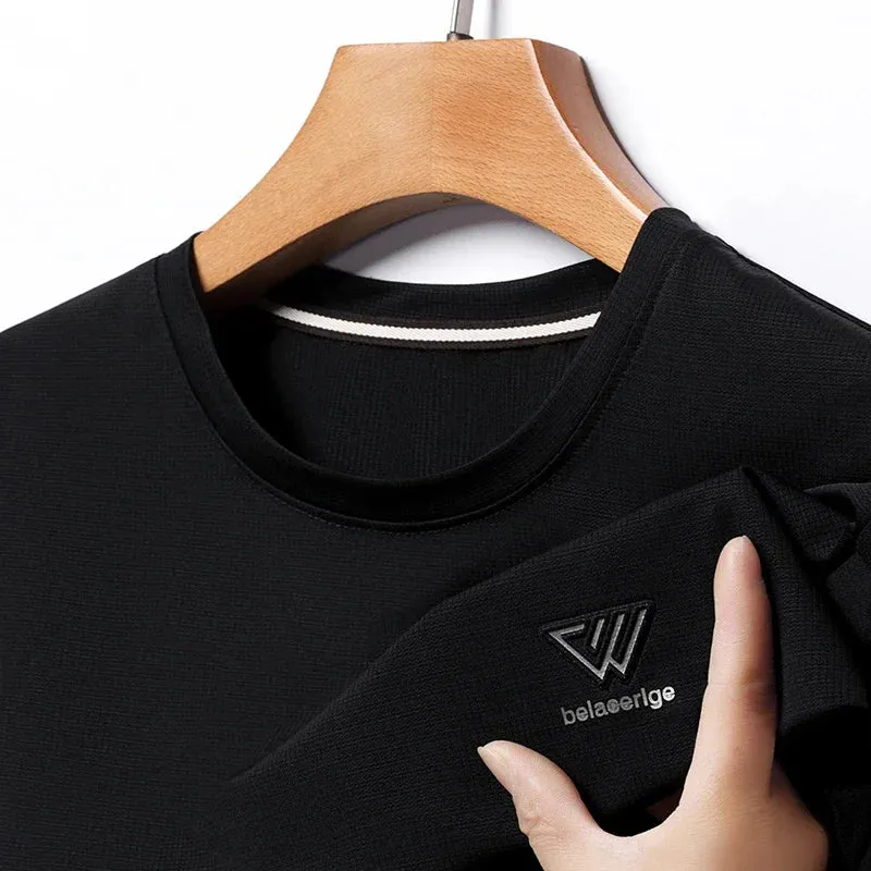 Men's Summer Embroidered Round Neck Short Sleeved T-shirt Casual Fashion Breathable Comfortable