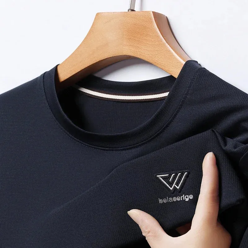 Men's Summer Embroidered Round Neck Short Sleeved T-shirt Casual Fashion Breathable Comfortable