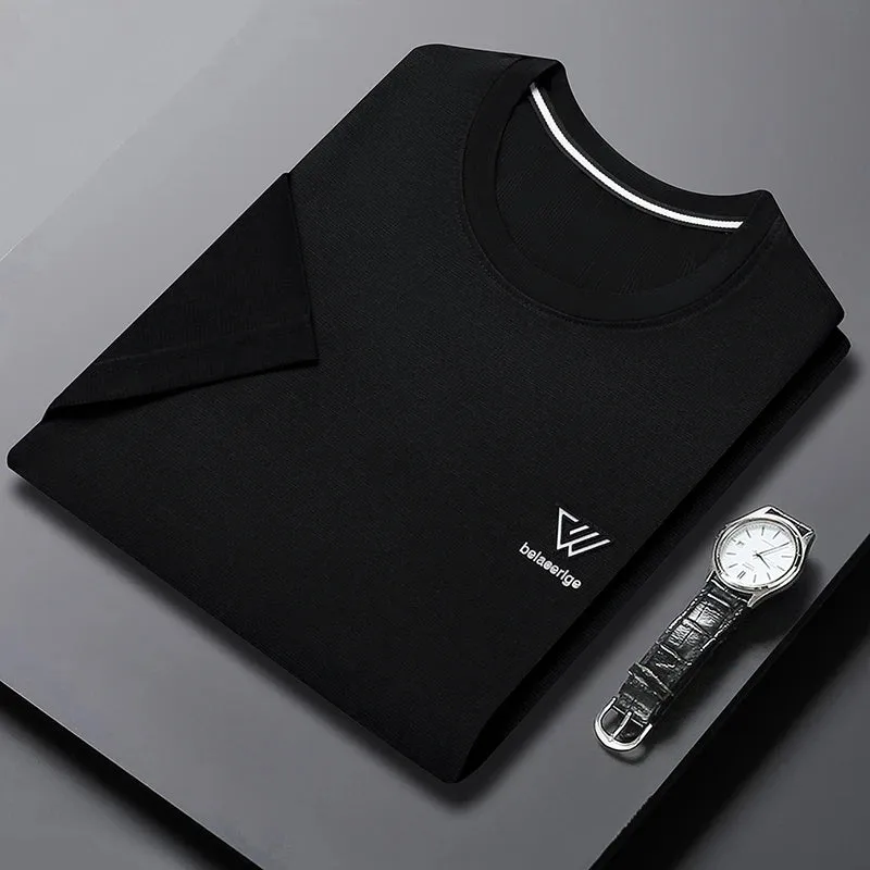 Men's Summer Embroidered Round Neck Short Sleeved T-shirt Casual Fashion Breathable Comfortable