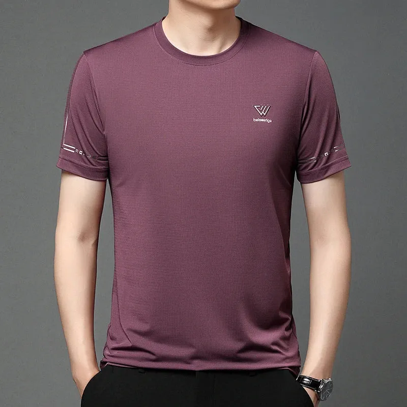 Men's Summer Embroidered Round Neck Short Sleeved T-shirt Casual Fashion Breathable Comfortable