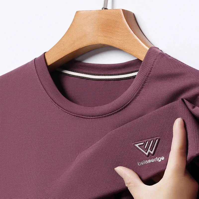Men's Summer Embroidered Round Neck Short Sleeved T-shirt Casual Fashion Breathable Comfortable
