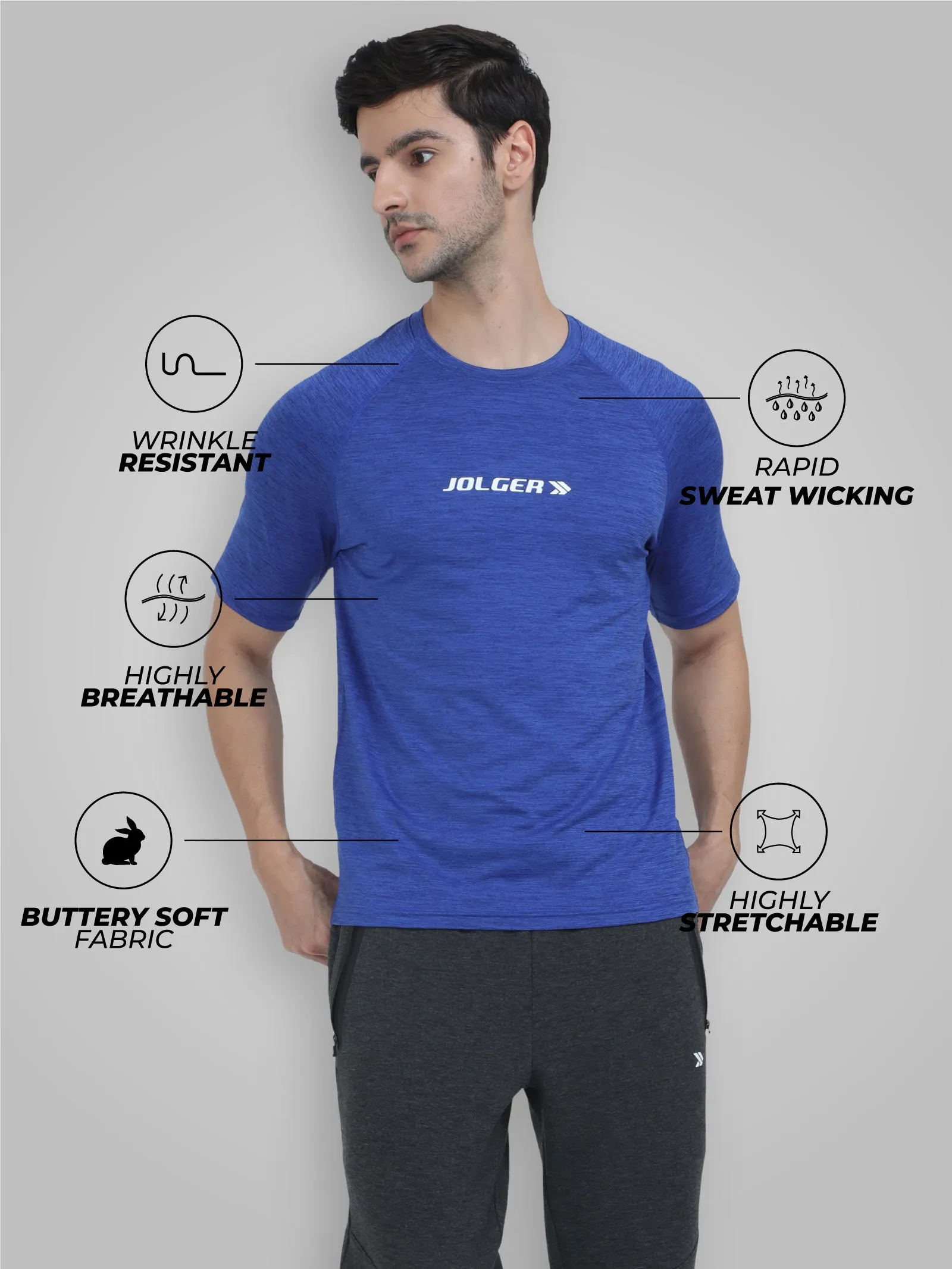 Men's Super Stretchable Raglan Sleeves Gym T-shirt