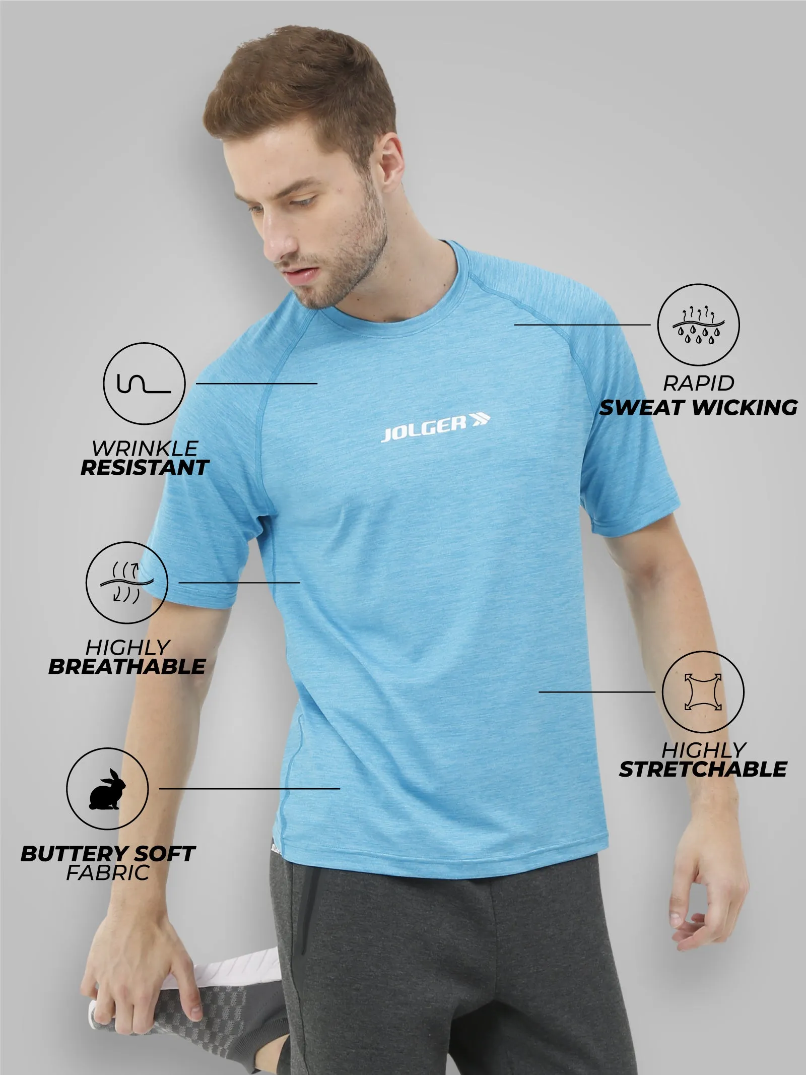 Men's Super Stretchable Raglan Sleeves Gym T-shirt