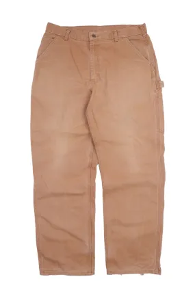 Men's Vintage CARHARTT Brown Cotton Work Cargo Pants Trousers Size 35