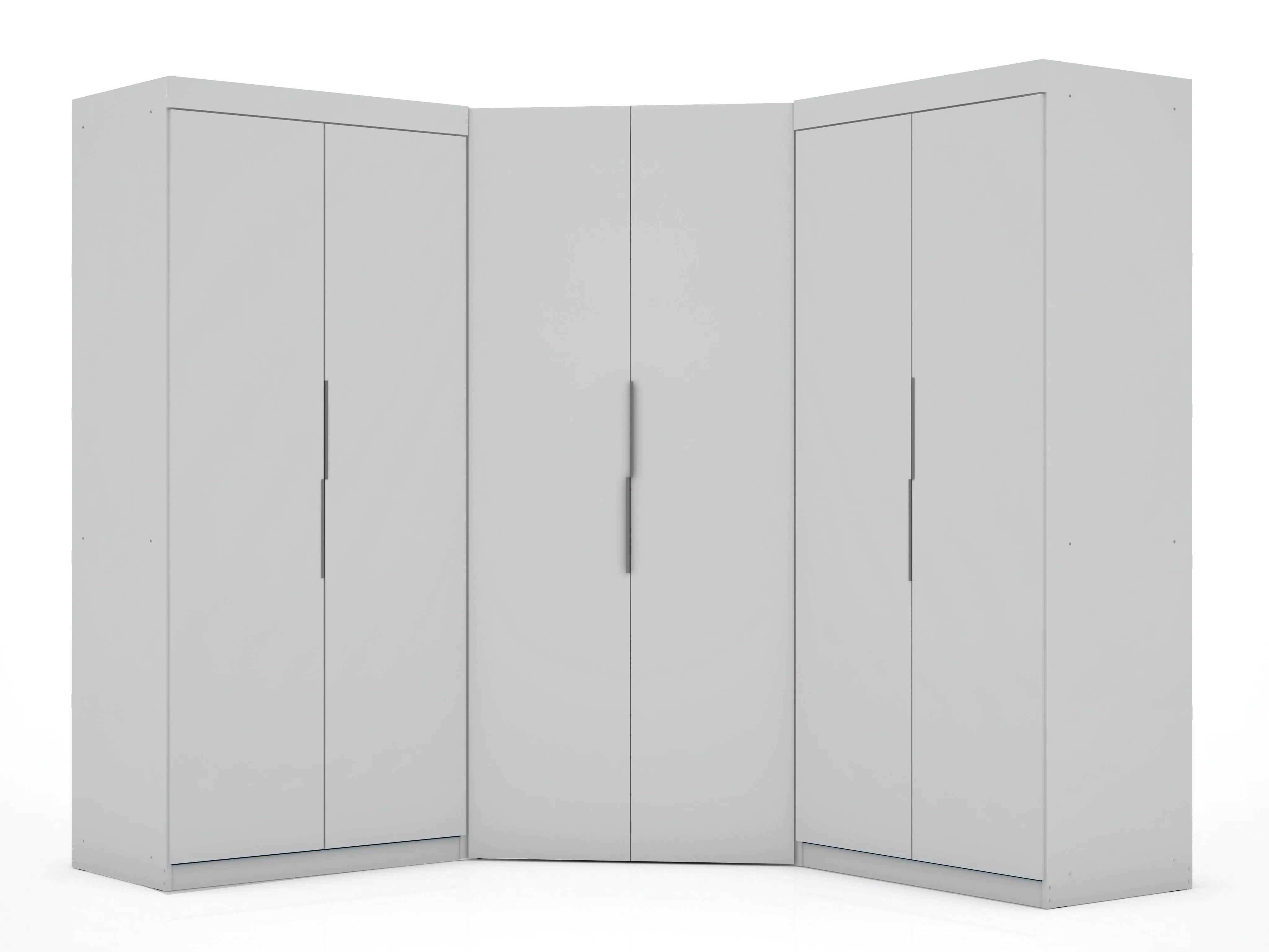 Mulberry 3.0 Sectional Modern Wardrobe Corner Closet with 4 Drawers - Set of 3 in White