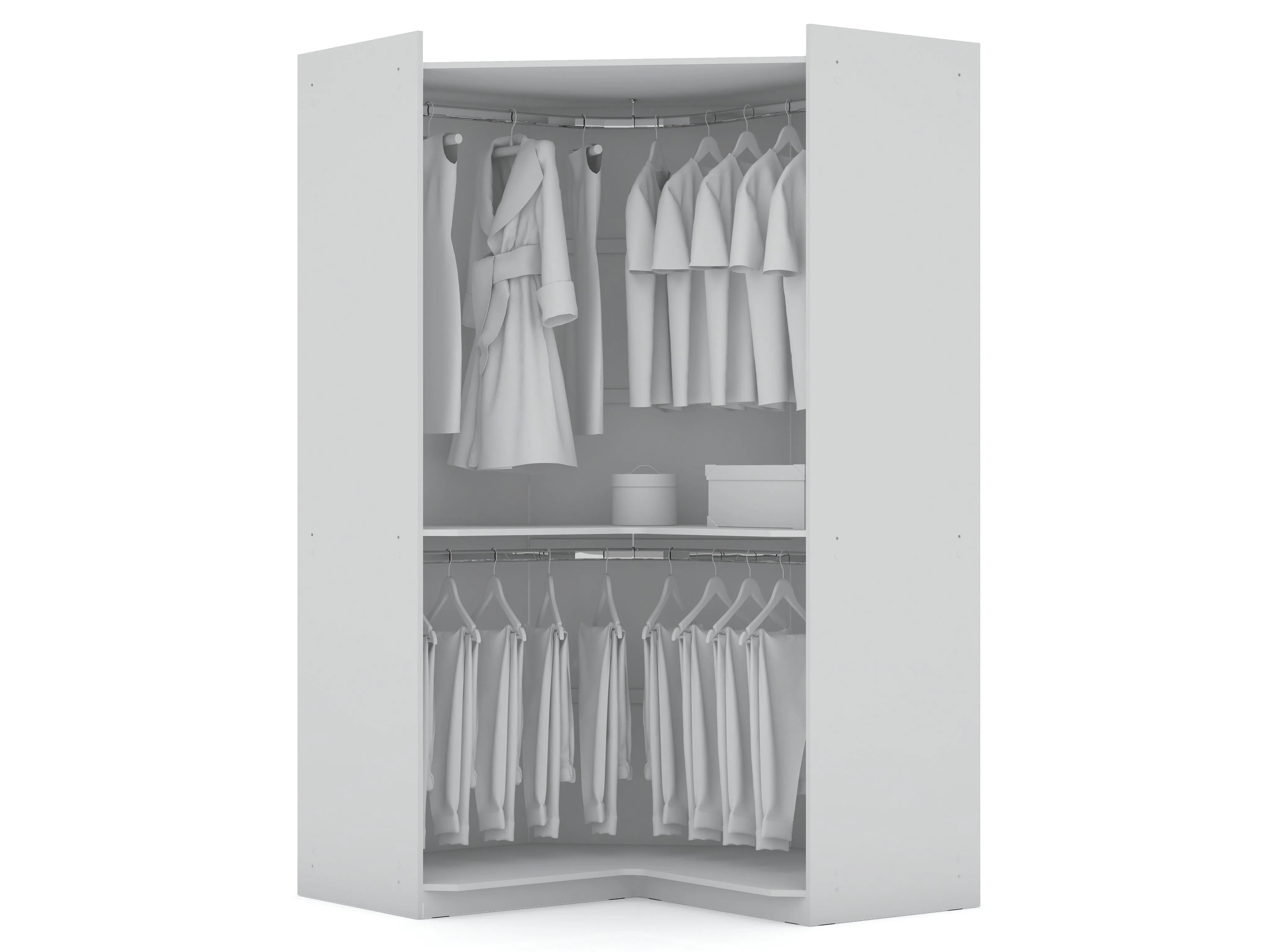 Mulberry 3.0 Sectional Modern Wardrobe Corner Closet with 4 Drawers - Set of 3 in White