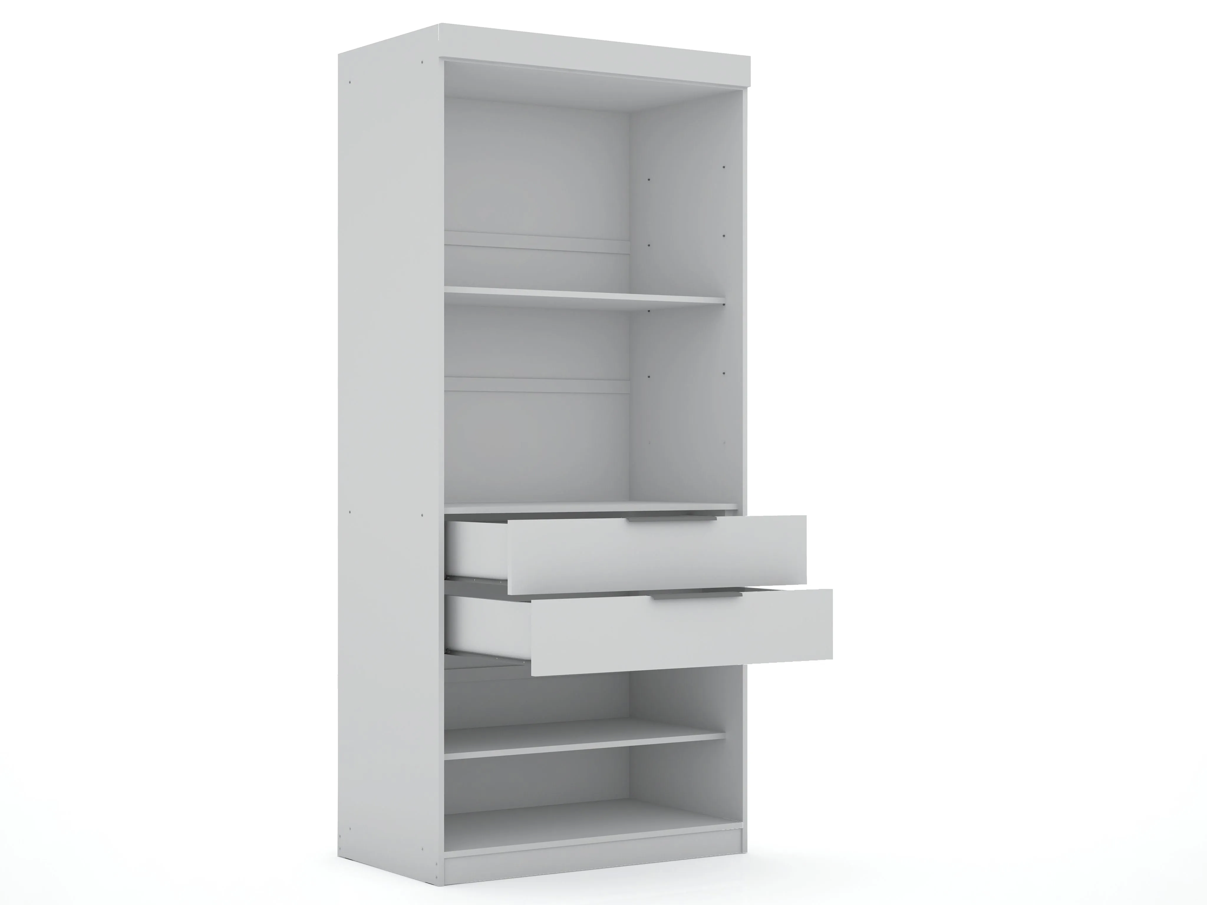 Mulberry 3.0 Sectional Modern Wardrobe Corner Closet with 4 Drawers - Set of 3 in White