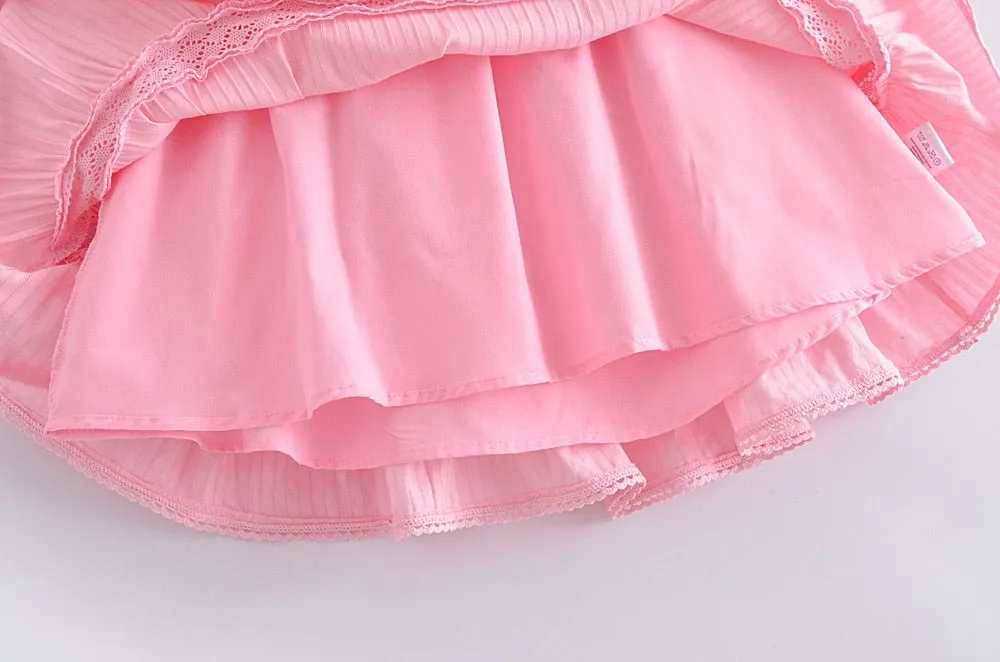 Nabie Back Bow Pink Baby Doll Mini Dress