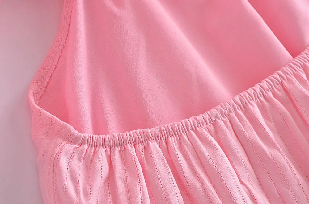 Nabie Back Bow Pink Baby Doll Mini Dress
