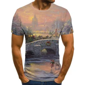 New Year T shirts Men Christmas Tshirt Anime Christmas Tree T shirts Funny Hip Hop Tshirts Cool