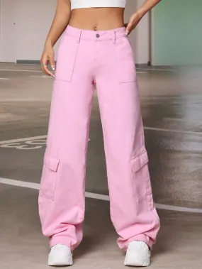 Non-Stretch Denim Cargo Zipper Jean
