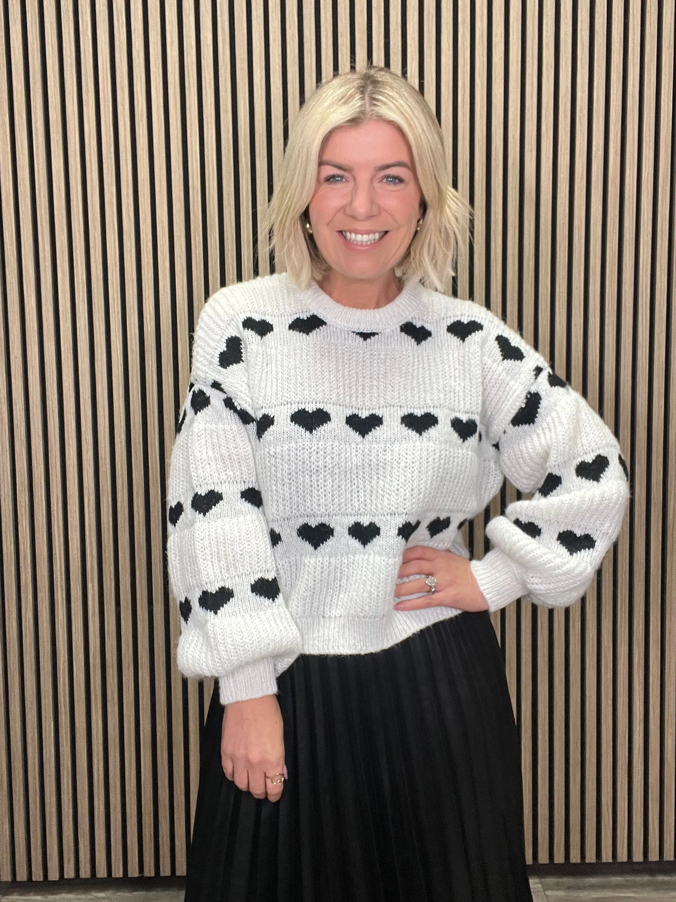 Nove Knit Jumper (Cloud Dancer/Black Heart)