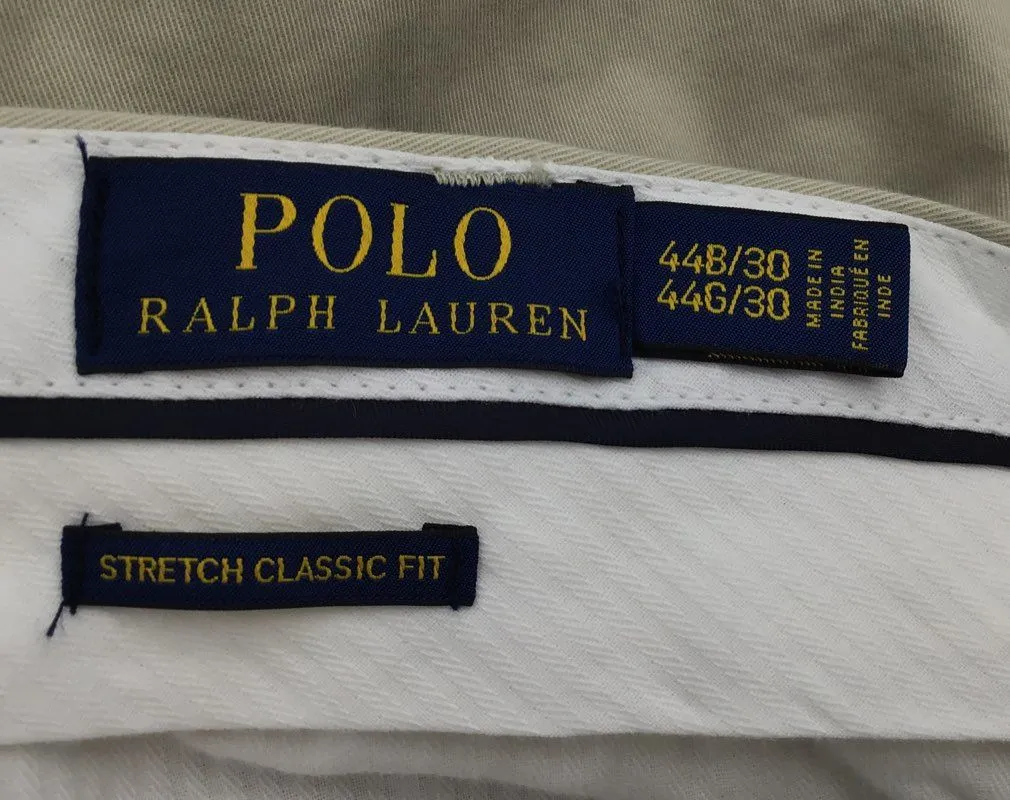 NWT Polo Ralph Lauren Men's Beige Stretch Classic Fit Chino Pants - Size 44BX30