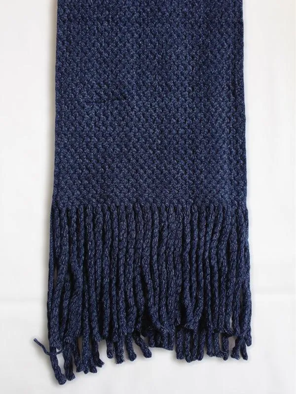 One Friday Navy Blue Solid Muffler