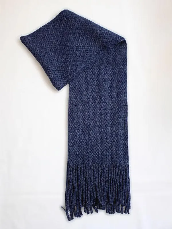 One Friday Navy Blue Solid Muffler