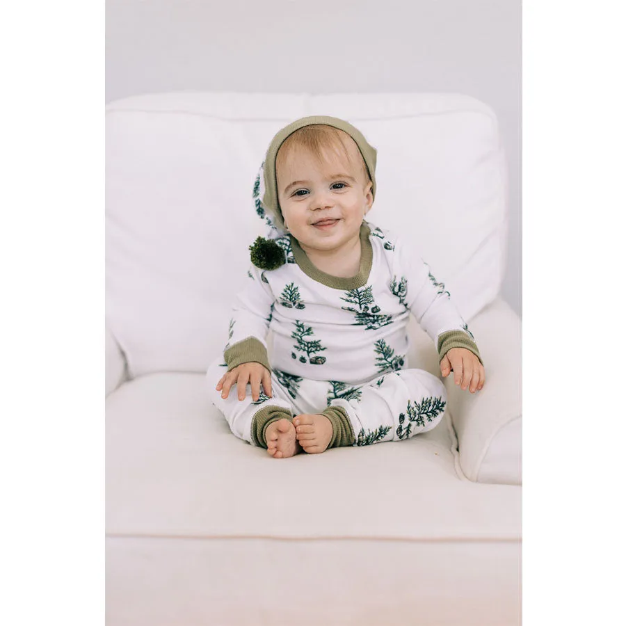 Organic Holiday PJ & Cap Set In Under The Tree