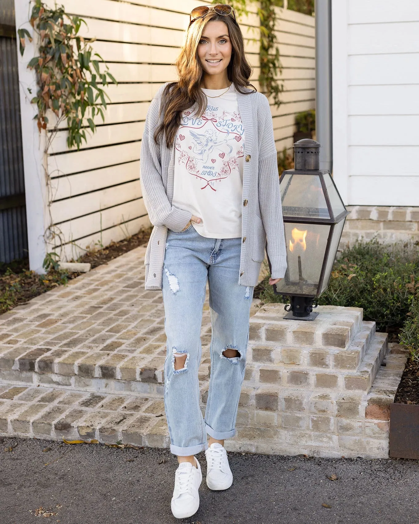 Oversized Comfy Knit Light Grey Cardigan