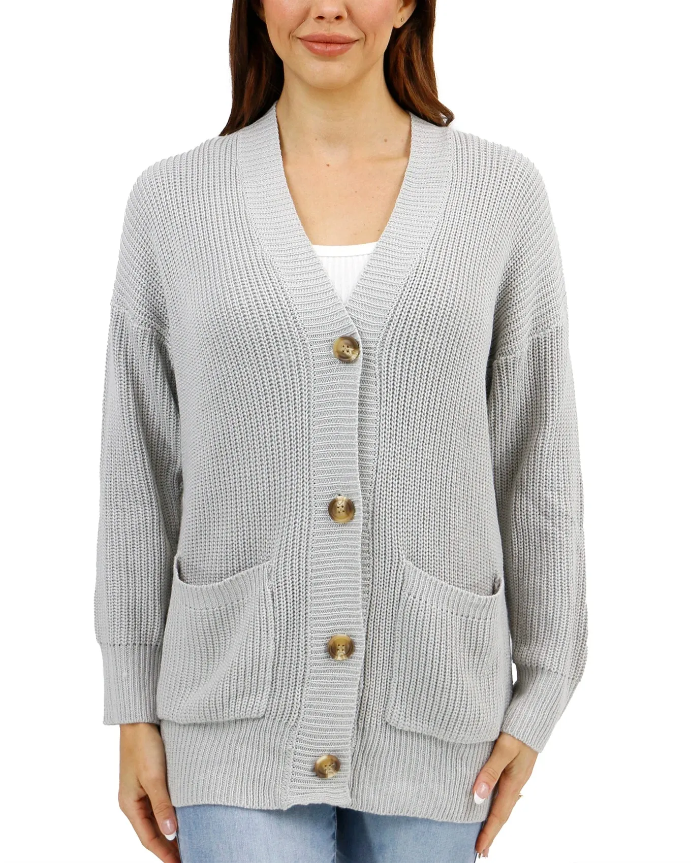 Oversized Comfy Knit Light Grey Cardigan