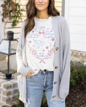 Oversized Comfy Knit Light Grey Cardigan