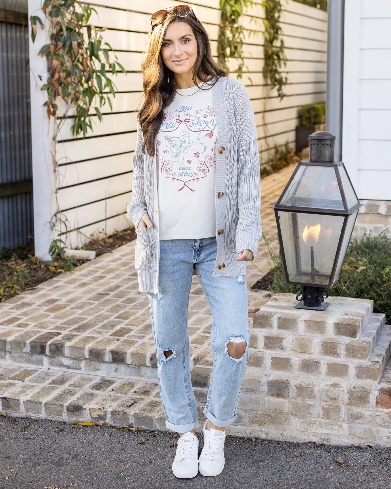 Oversized Comfy Knit Light Grey Cardigan