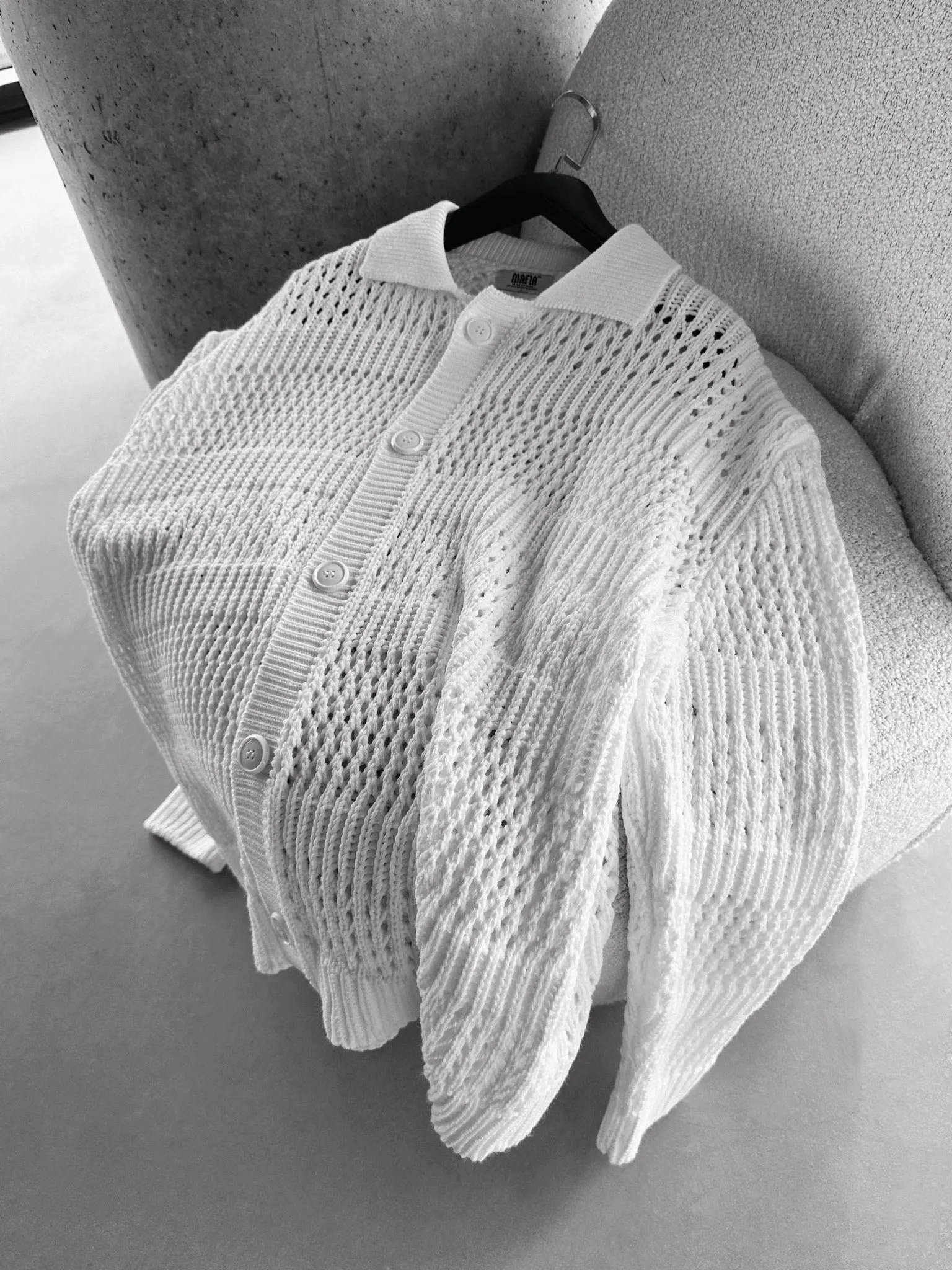 Oversize Holey Cardigan - White