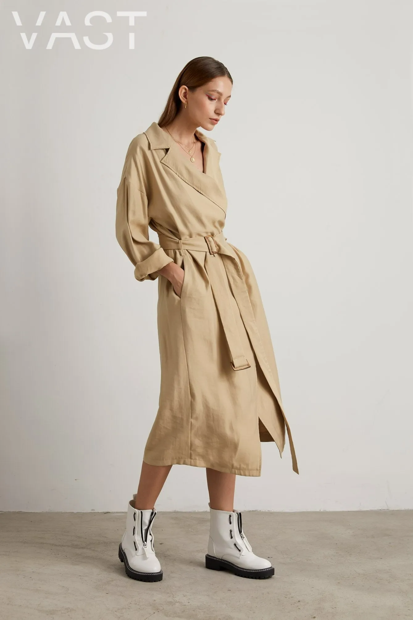 Paula Linen Wrap Trench Coat