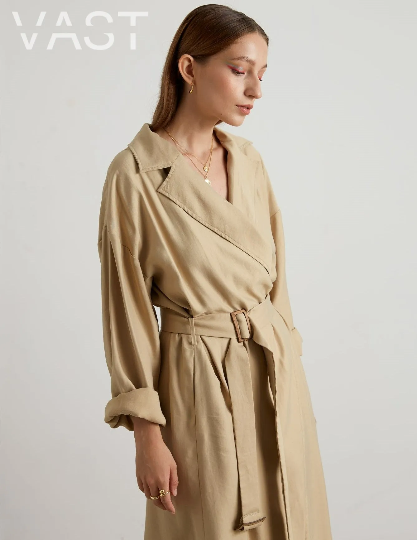 Paula Linen Wrap Trench Coat