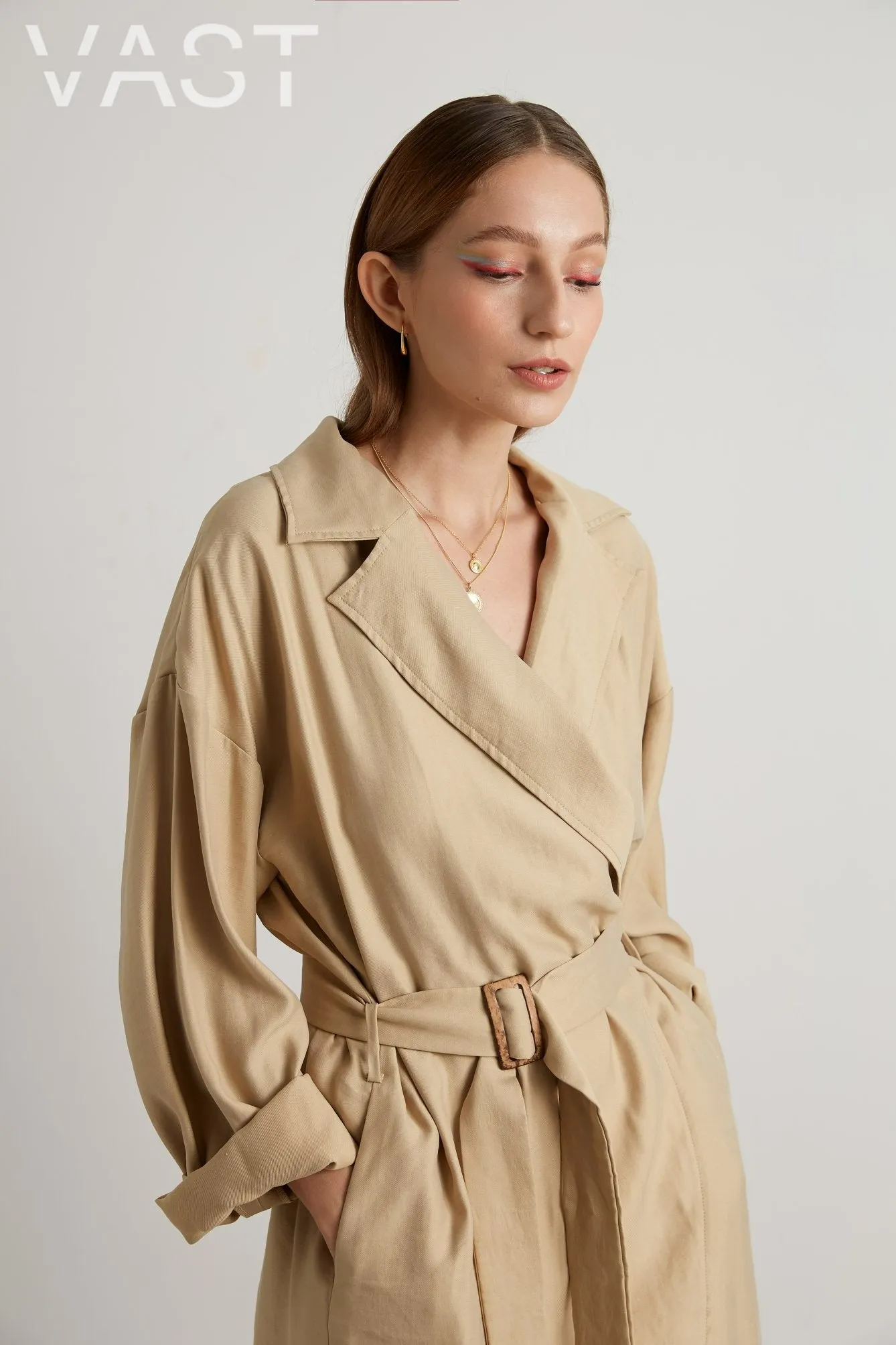 Paula Linen Wrap Trench Coat