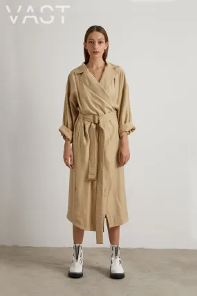 Paula Linen Wrap Trench Coat