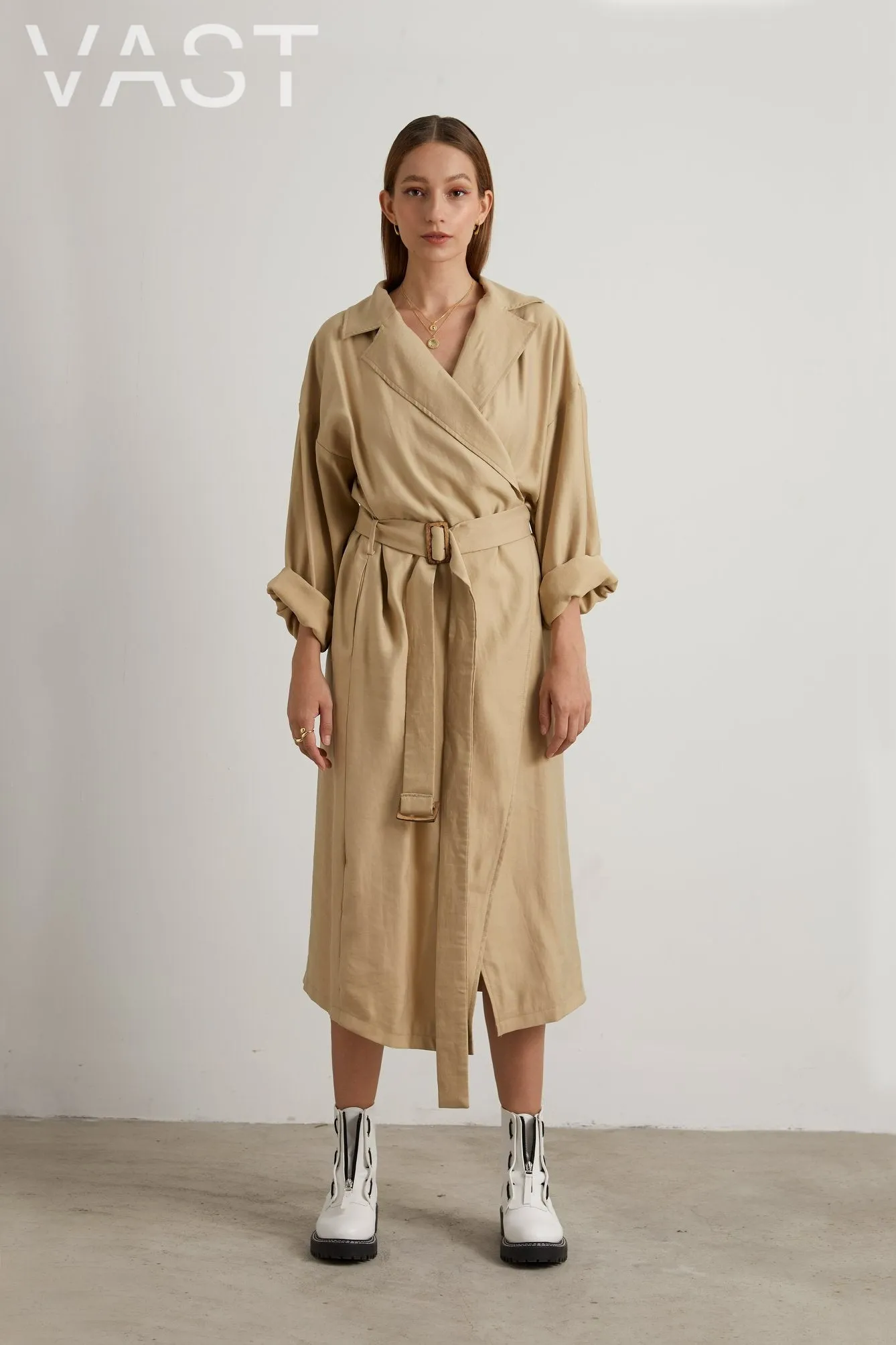 Paula Linen Wrap Trench Coat