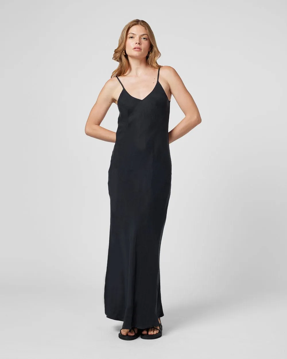 Pepperwood Cupro Slip Dress Black