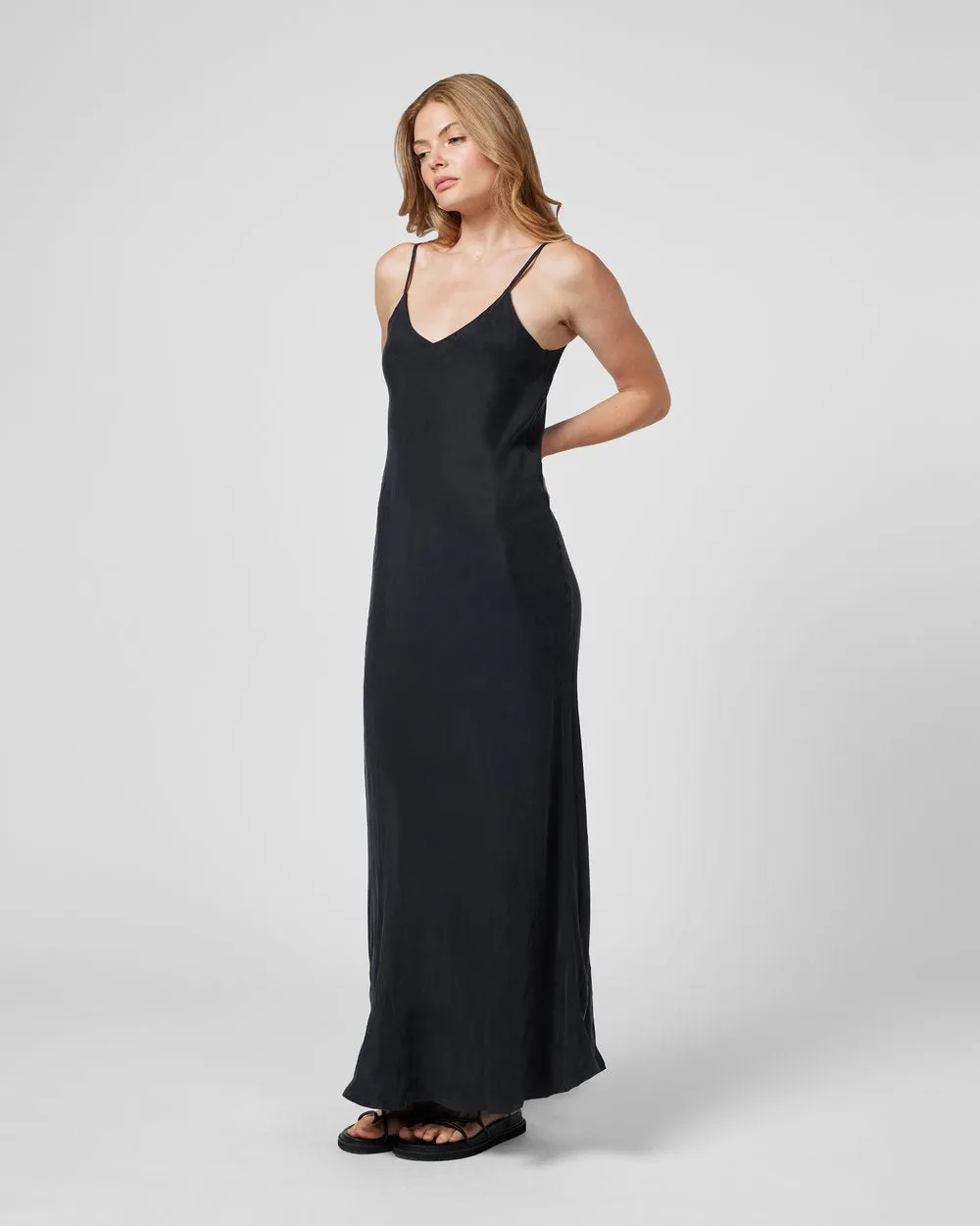 Pepperwood Cupro Slip Dress Black