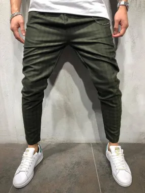 Plaids & Checks Ankle Pants - Khaki