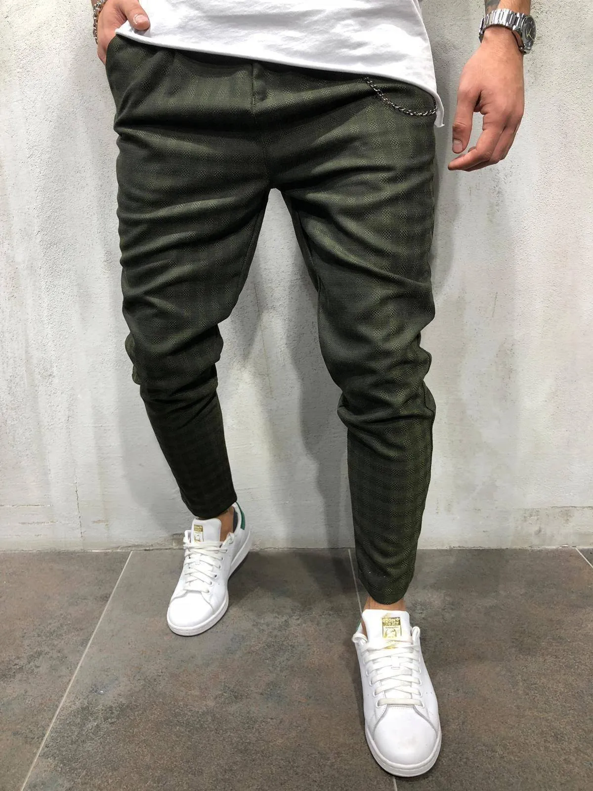 Plaids & Checks Ankle Pants - Khaki
