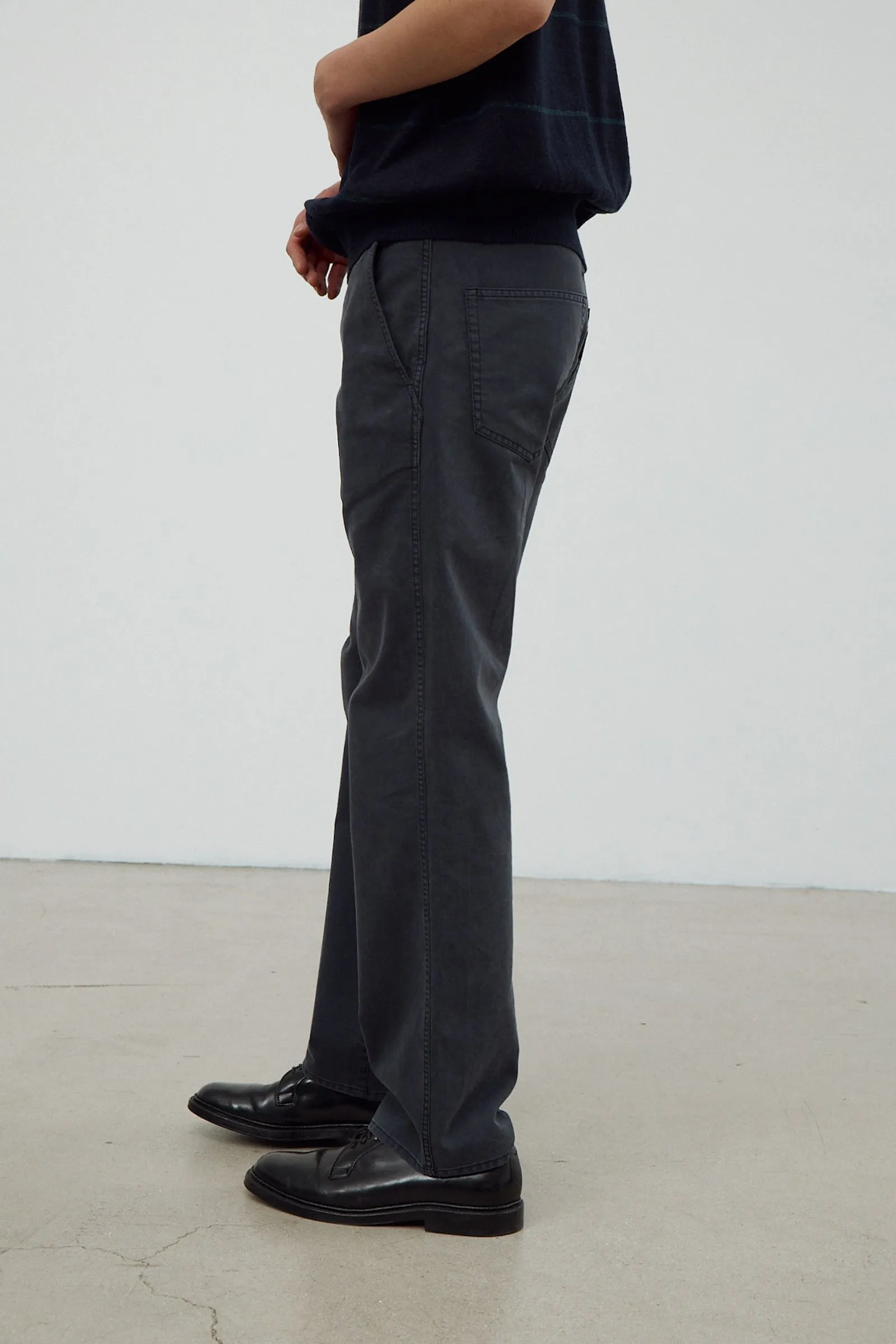 POTTERY Garment Washed Pants (Straight Fit) - Dark Navy