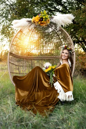 "Delores" - Mustard- Beautiful velvet boho inspired gown - (TEEN-ADULT)