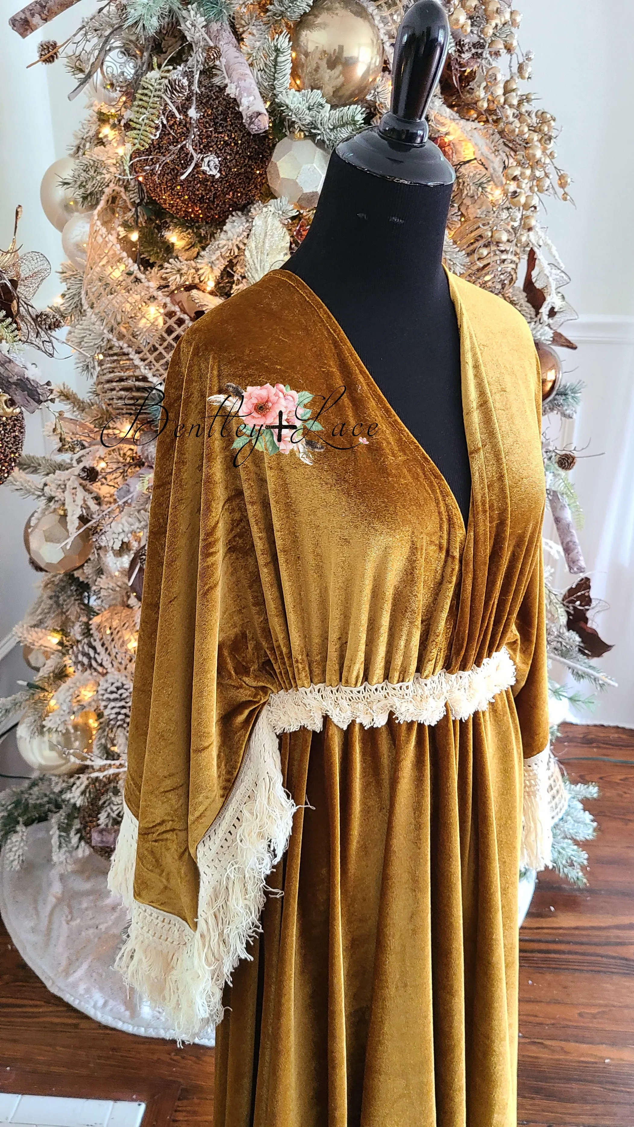 "Delores" - Mustard- Beautiful velvet boho inspired gown - (TEEN-ADULT)