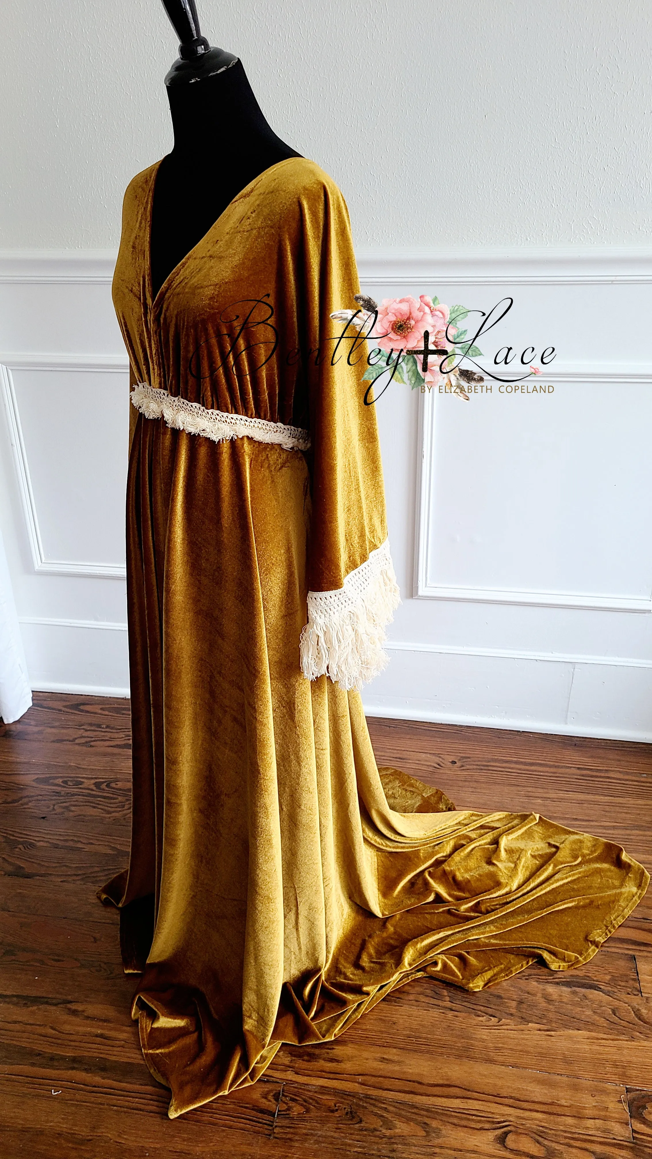 "Delores" - Mustard- Beautiful velvet boho inspired gown - (TEEN-ADULT)