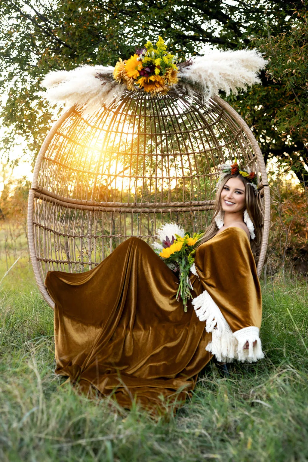 "Delores" - Mustard- Beautiful velvet boho inspired gown - (TEEN-ADULT)