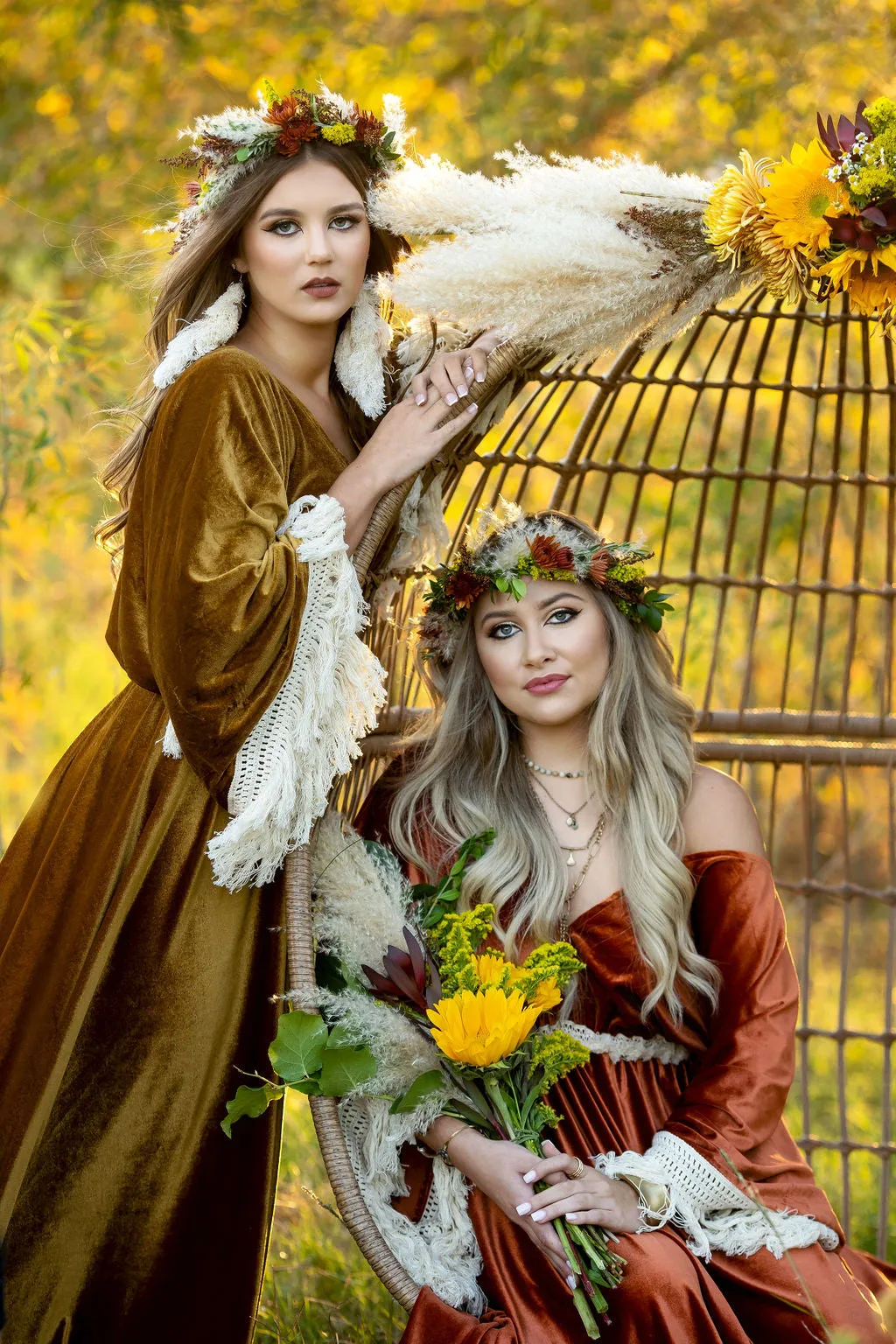 "Delores" - Mustard- Beautiful velvet boho inspired gown - (TEEN-ADULT)