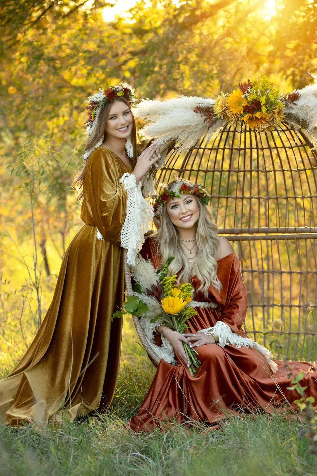 "Delores" - Mustard- Beautiful velvet boho inspired gown - (TEEN-ADULT)